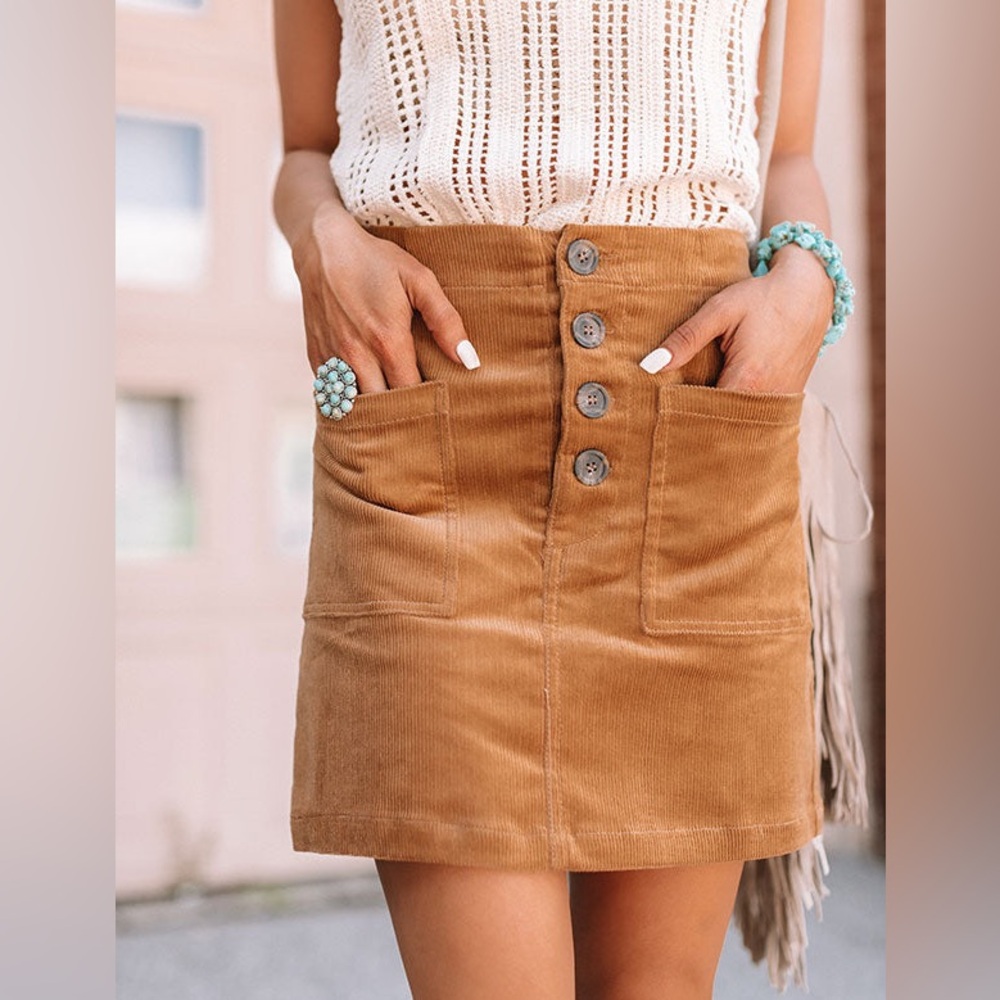 HIGH WAIST CORDUROY SKIRT